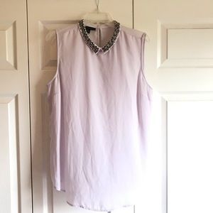 Jeweled Neckline Sleeveless Tunic Blouse